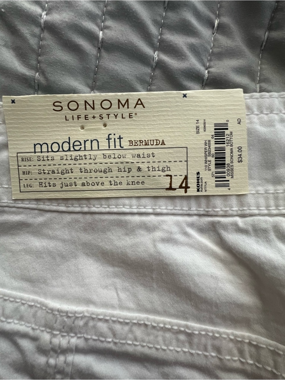 Sonoma White Modern Fit Bermuda Shorts